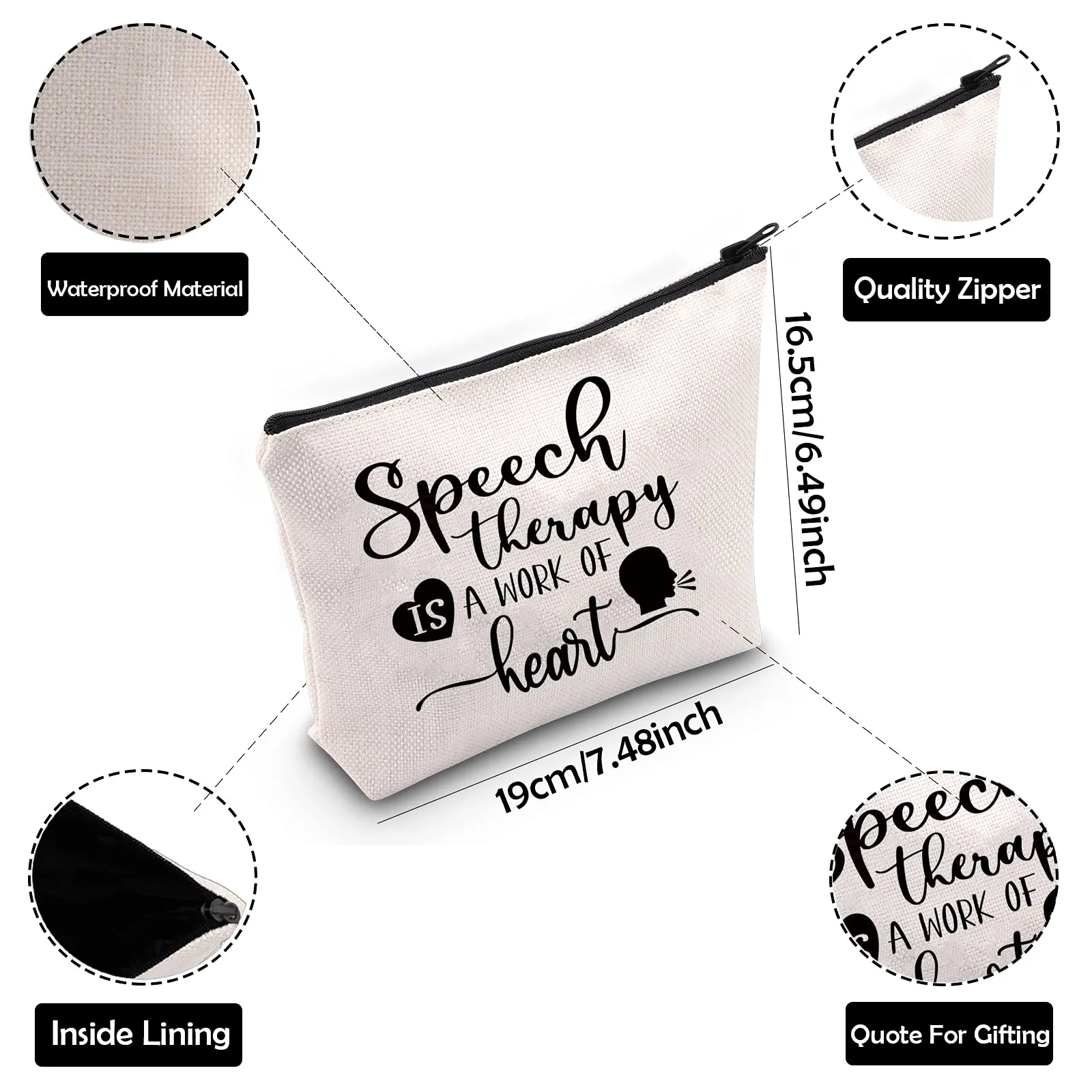 BAUNA Speech Therapy Survival Kit SLP Appreciation Gift Speech Therapy is a Work of Heart Cosmetic Bag SLP Graduation Gift (SLP Heart) Slp Heart