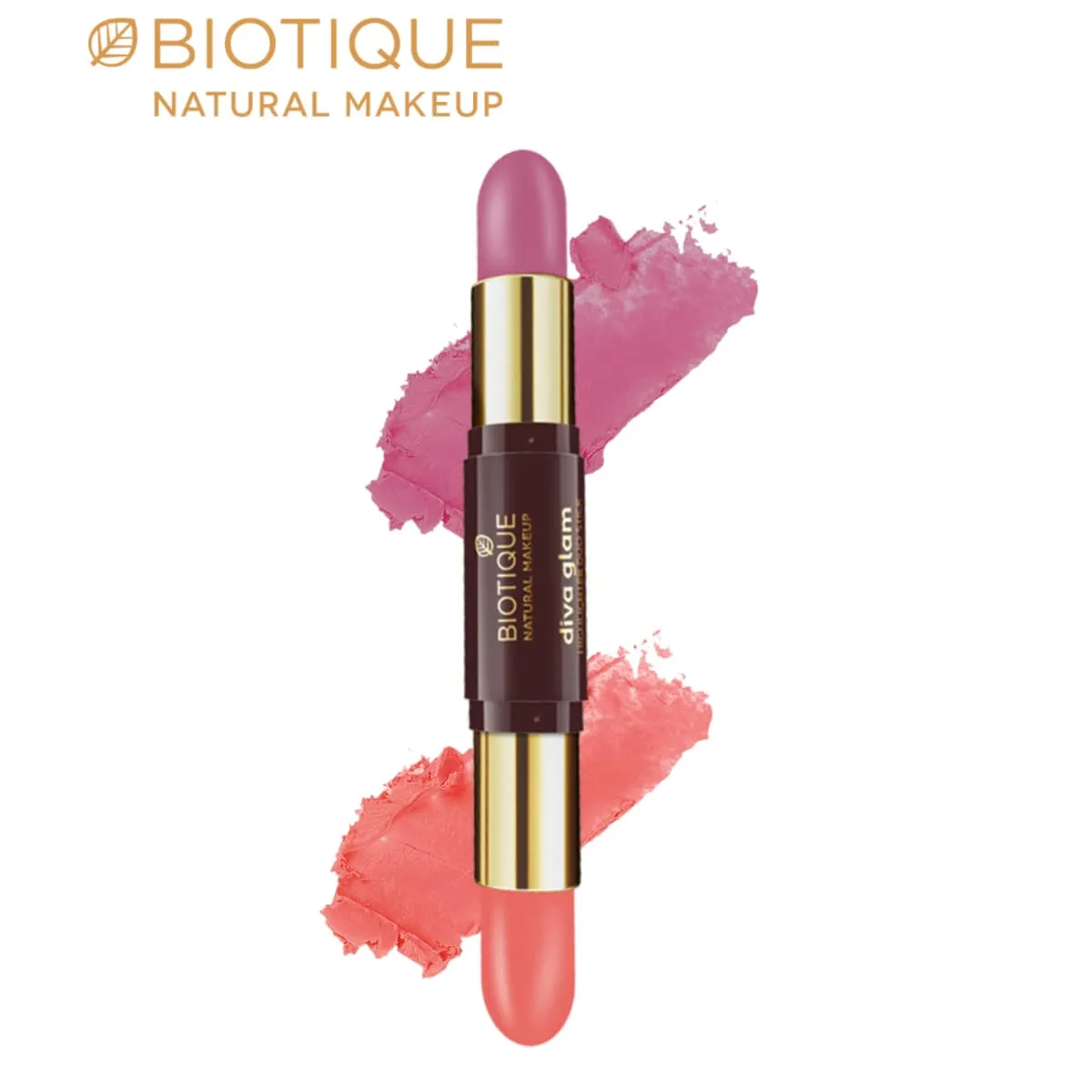 Biotique Natural Makeup Diva Glam Highlighter Duo Stick, Pop N Perk, 4g