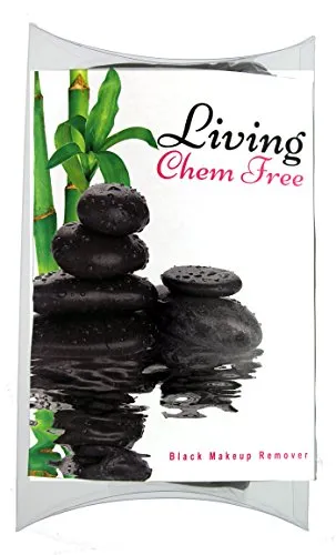 BLACK CHEM-FREE Makeup Remover - Facial Cleansing Cloth - Chemical Free - Natural Makeup Remover-Works with Warm Water - Waterproof Mascara Remover - Perfect for Sensitive Skin