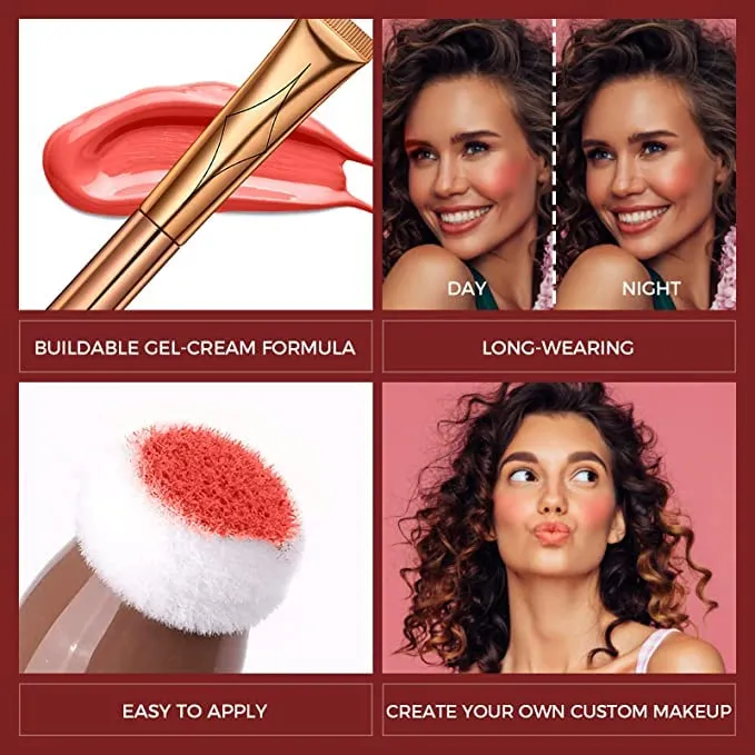 Blush Dreams Contour Beauty Wand, Liquid Face Concealer Contouring Stick with Cushion Applicator, Long Lasting Smooth Natural Matte Finish, Lightweight Blendable Super Silky Cream Contour Stick (Light Pink blush Contour Silver Highlighter)
