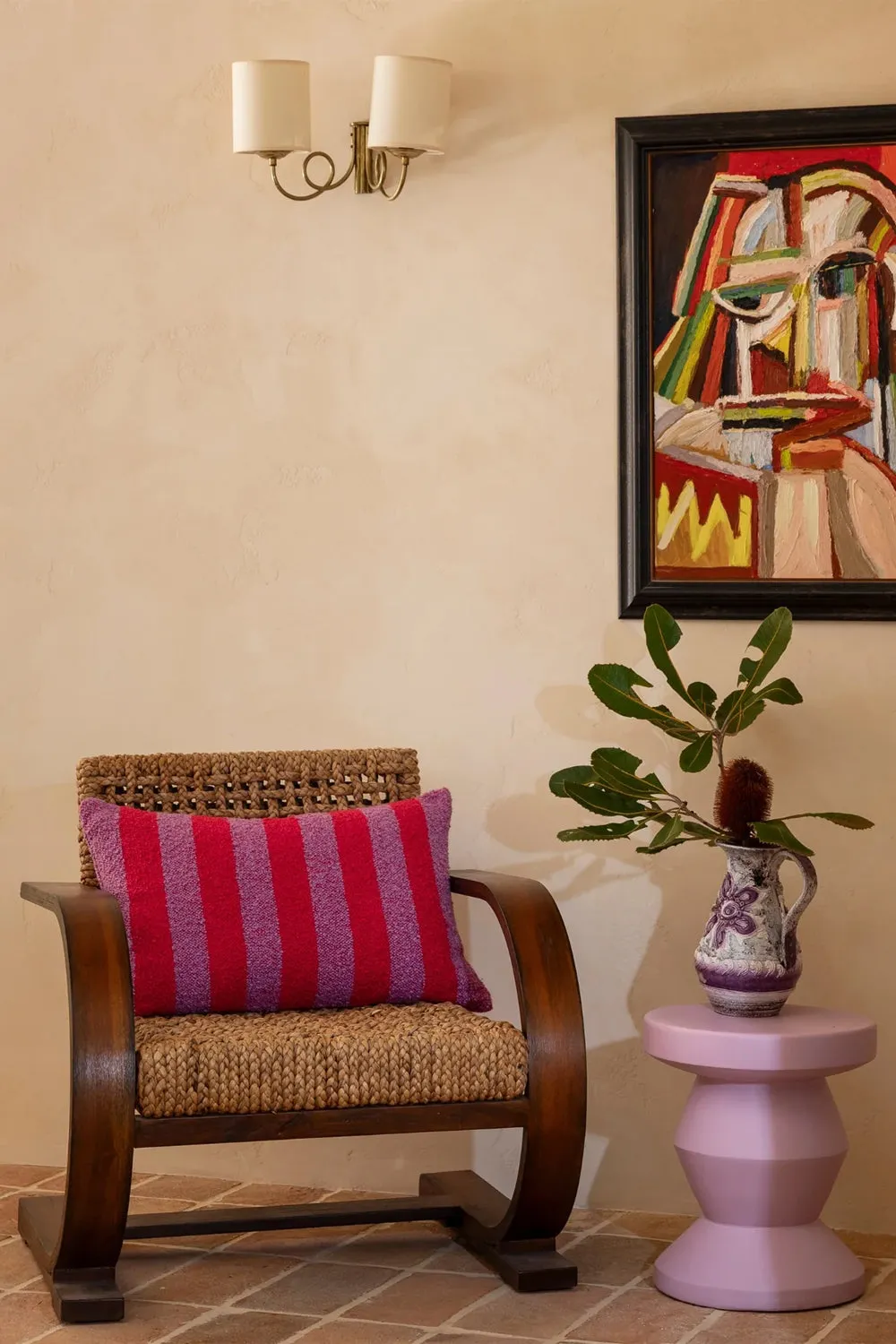 BONNIE AND NEIL BOUCLE STRIPE CANDY CUSHION 60CM X 40CM