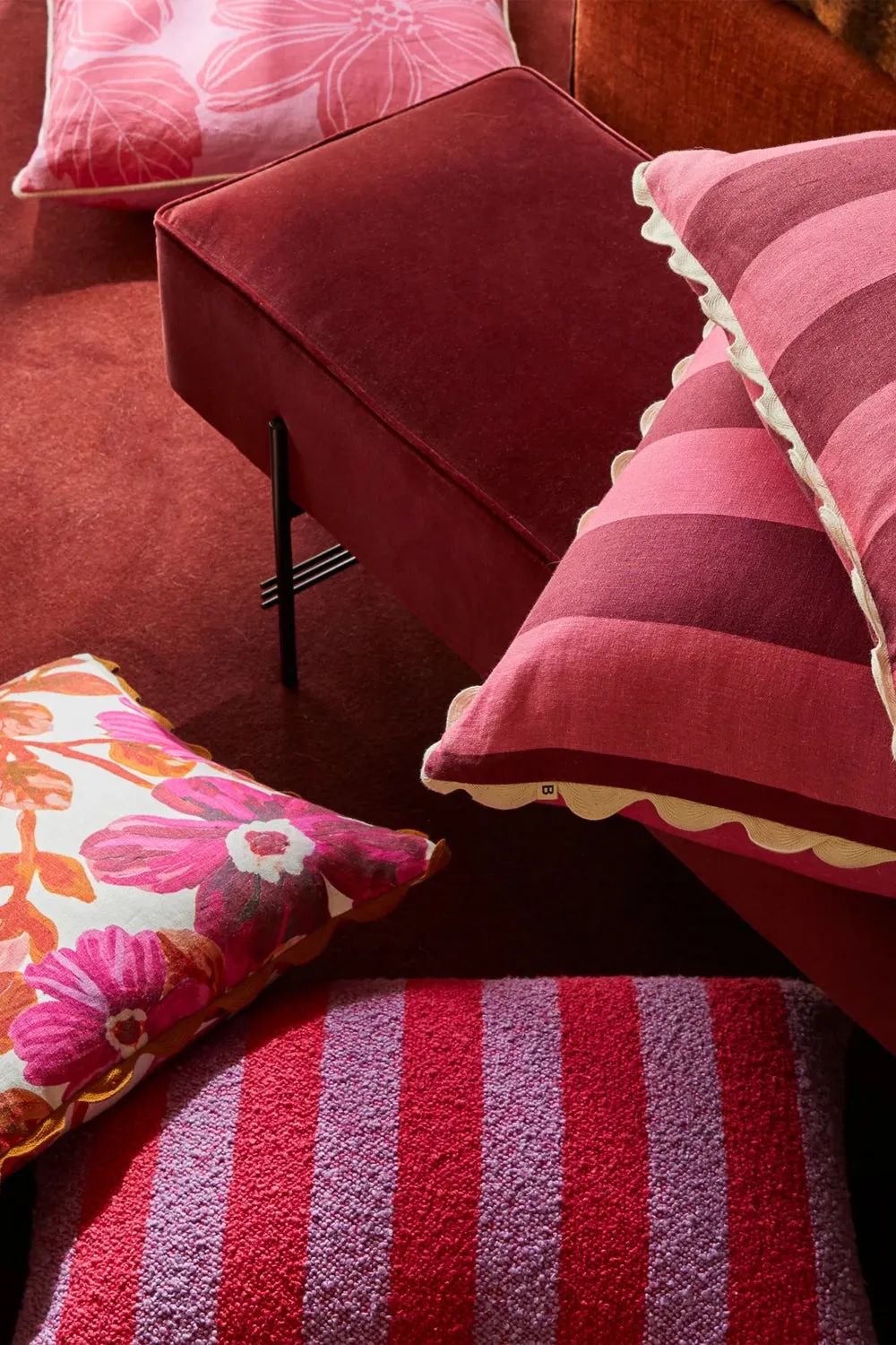 BONNIE AND NEIL BOUCLE STRIPE CANDY CUSHION 60CM X 40CM