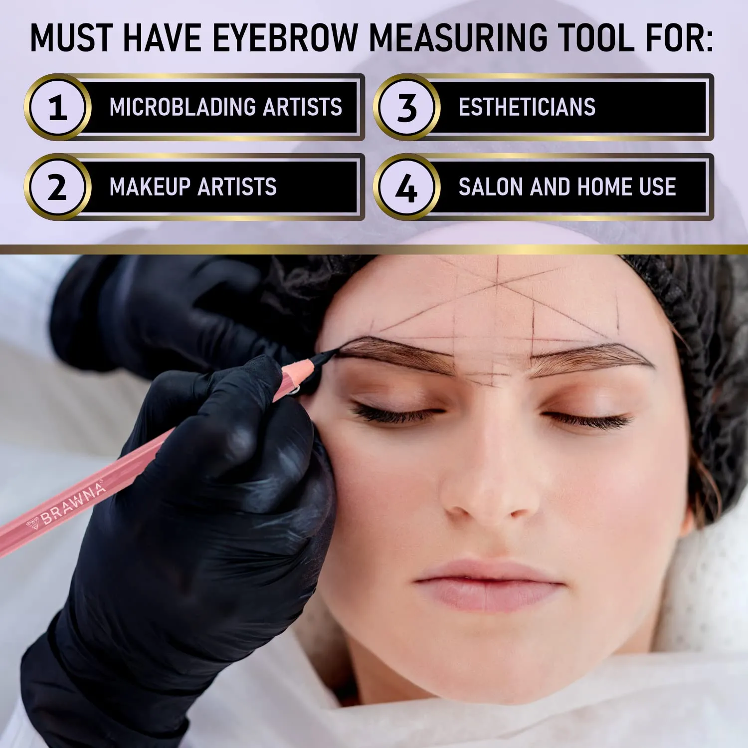 Brawna - Pre Inked Mapping String for Eyebrow Measuring - Black