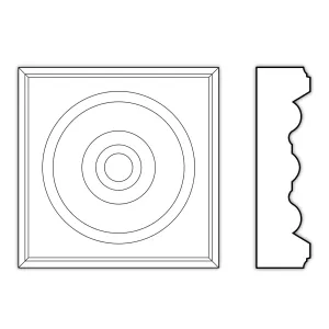 Bullseye Rosette (Accepts casing thickness up to 13/16 x 3 - 3 1/2), 3 3/4'' x 3 3/4'' x 1''