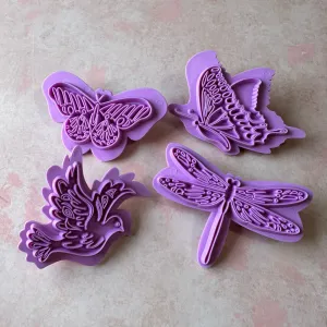 Butterfly Dragonfly Dove Press Clay Stamps mokume gane ink pattern