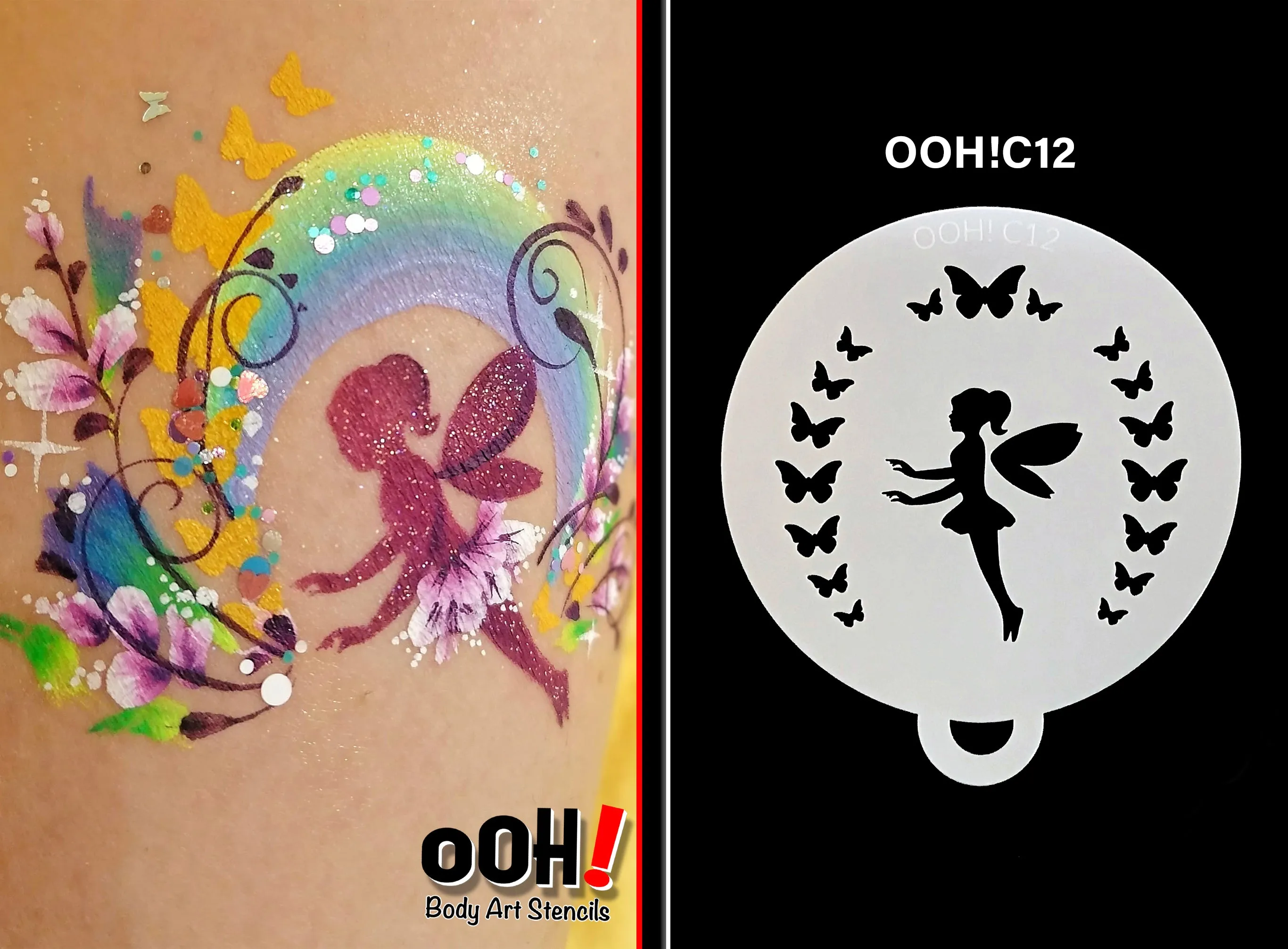 C12 Flying Fairy Flip Face Paint Stencil