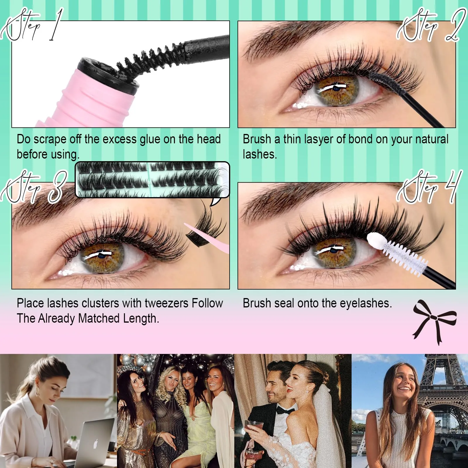 calphdiar Eyelash Clusters Kit Wispy Lash Clusters Kit Cat Eye Lash Extension Kit Manga Spiky Cluster Eyelash Extensions Fluffy Lashes Clusters Eyelash Extension Kit DIY Salon Lash Extensions at Home
