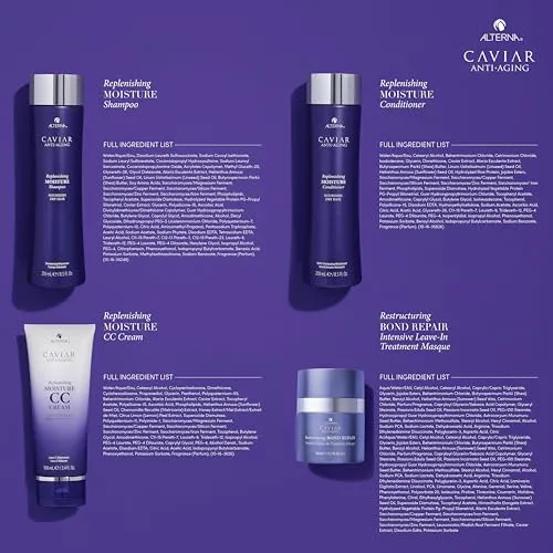 Caviar Anti-Aging Replenishing Moisture Trial Kit - Shampoo, Conditioner, Leave-In CC Cream | For Dry, Brittle Hair | Protects, Restores & Hydrates | Sulfate Free