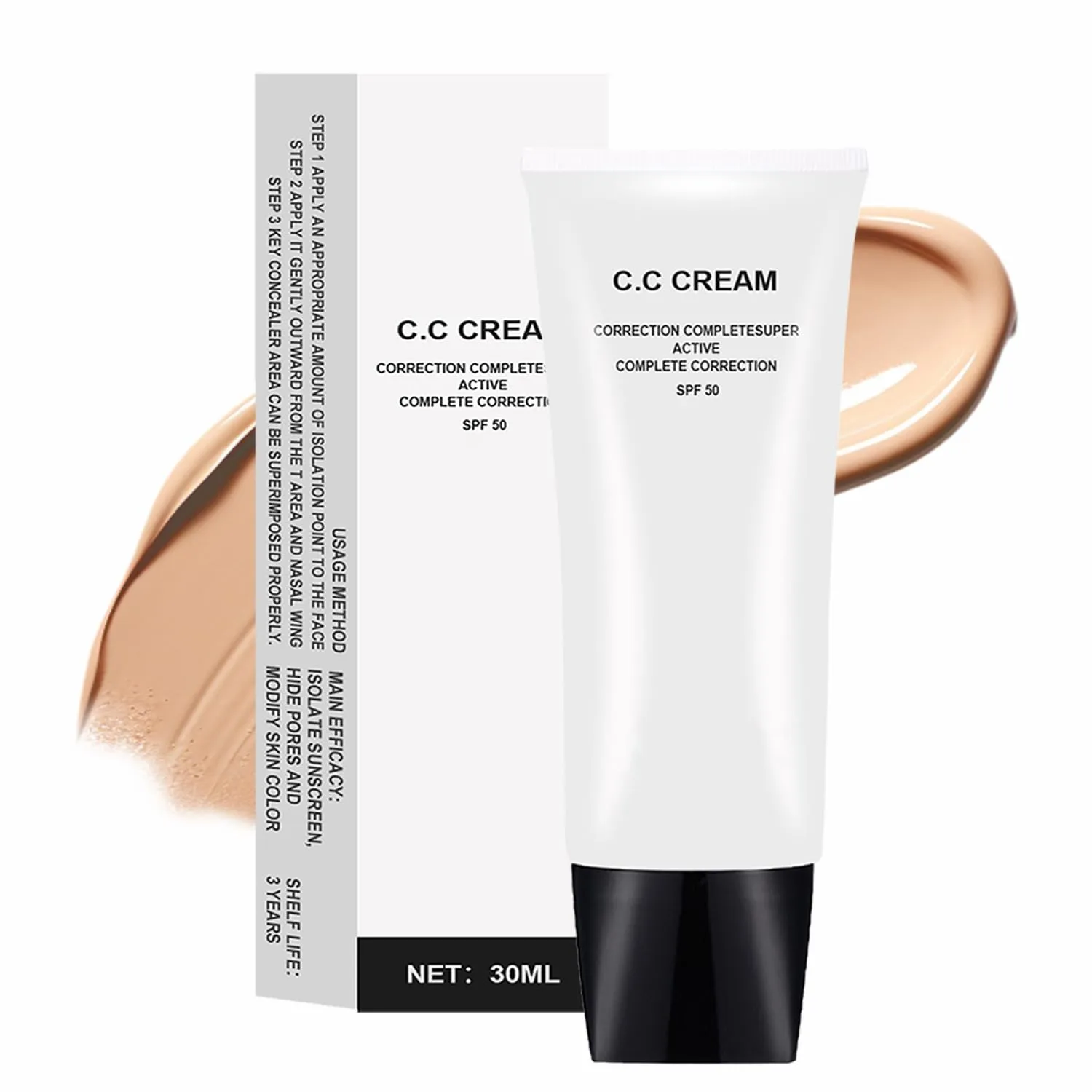 C.C Cream Skin Tone Adjusting for Mature Skin, Complete Correction Super Active, Light, Moisturizer, SPF 50, 1.0 fl oz (Natural, 30ml)