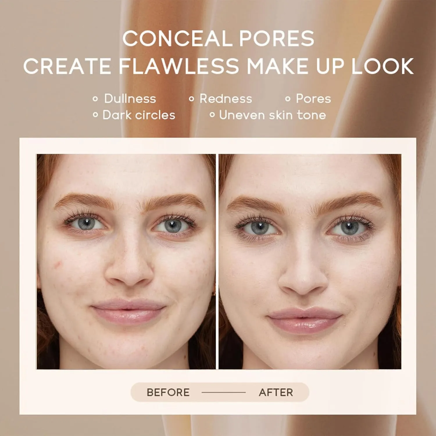 CC Cream with SPF 50  with Brush, Waterproof Flawless Concealer Full Coverage BB Cream for All Skin Types, Lightweight Powder Foundation Full Coverage, Pre-makeup Primer Refine Skin Texture (Ivory)