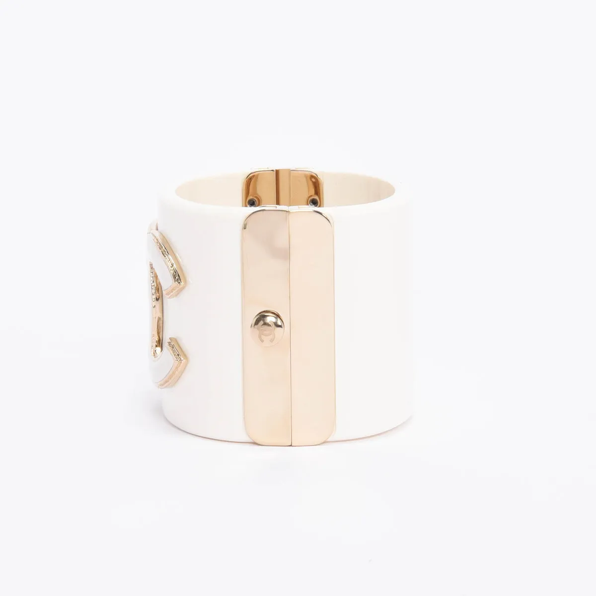 Chanel Cream & Gold Resin CC Cuff
