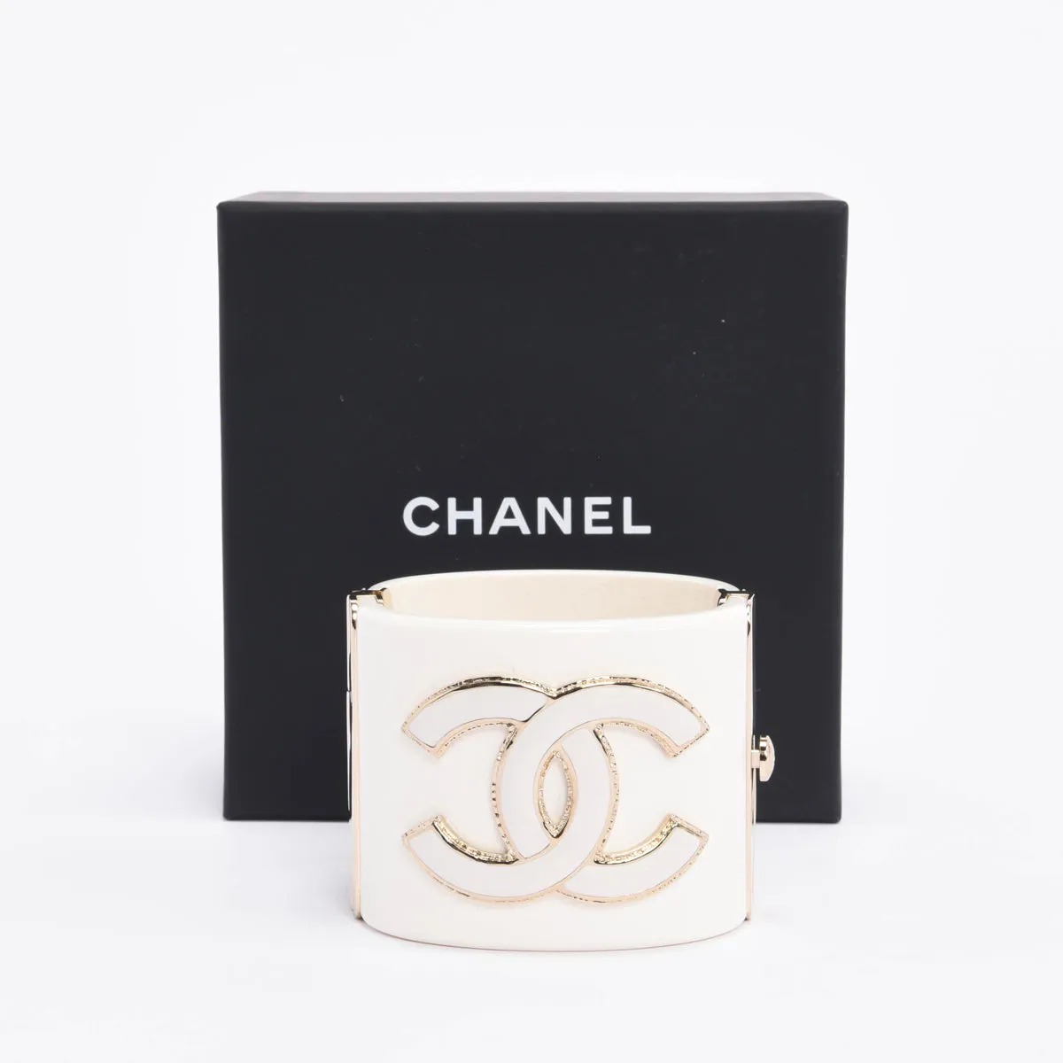 Chanel Cream & Gold Resin CC Cuff