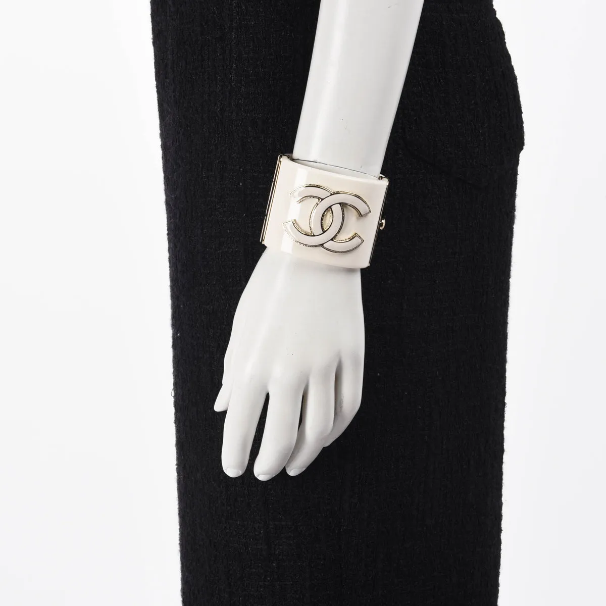 Chanel Cream & Gold Resin CC Cuff