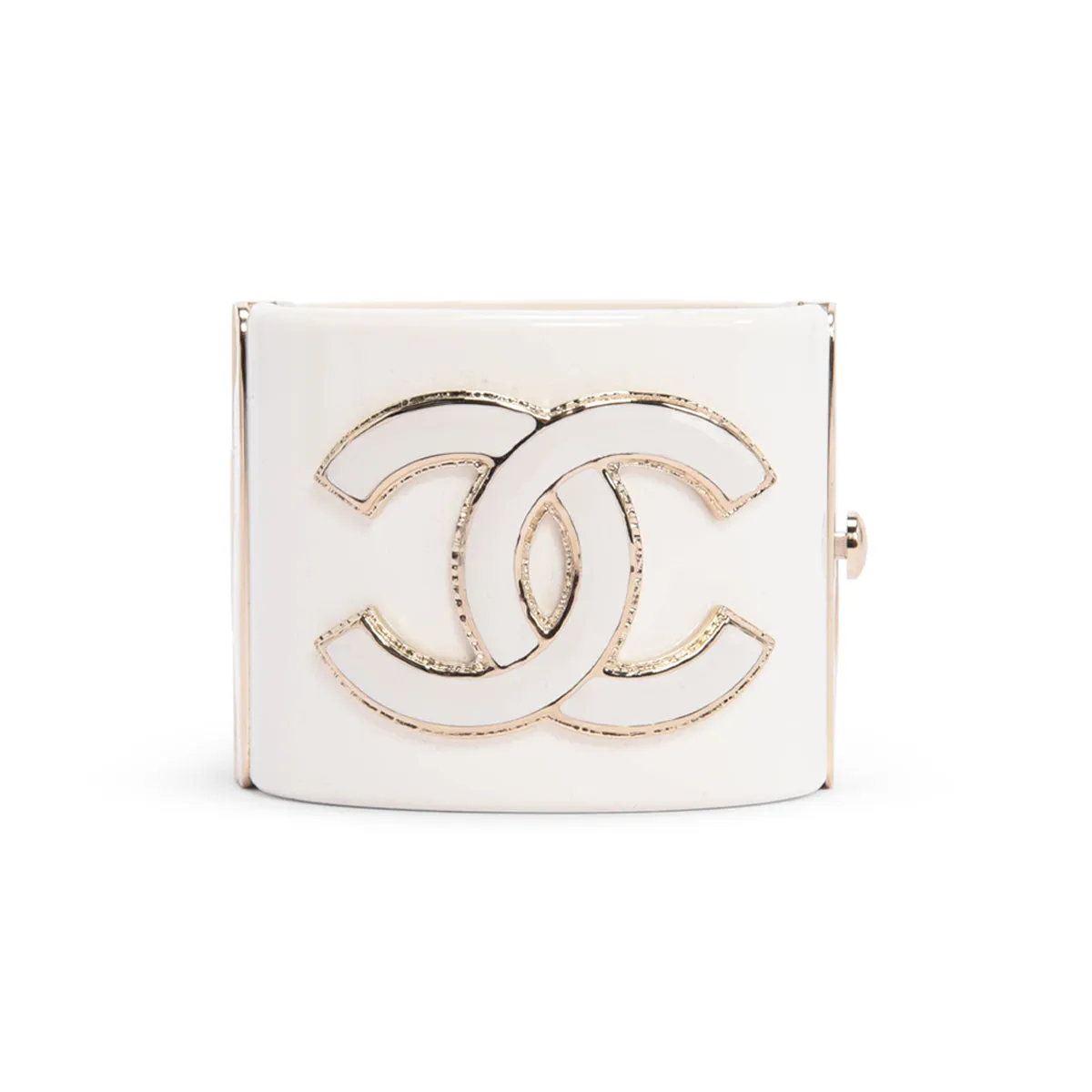 Chanel Cream & Gold Resin CC Cuff