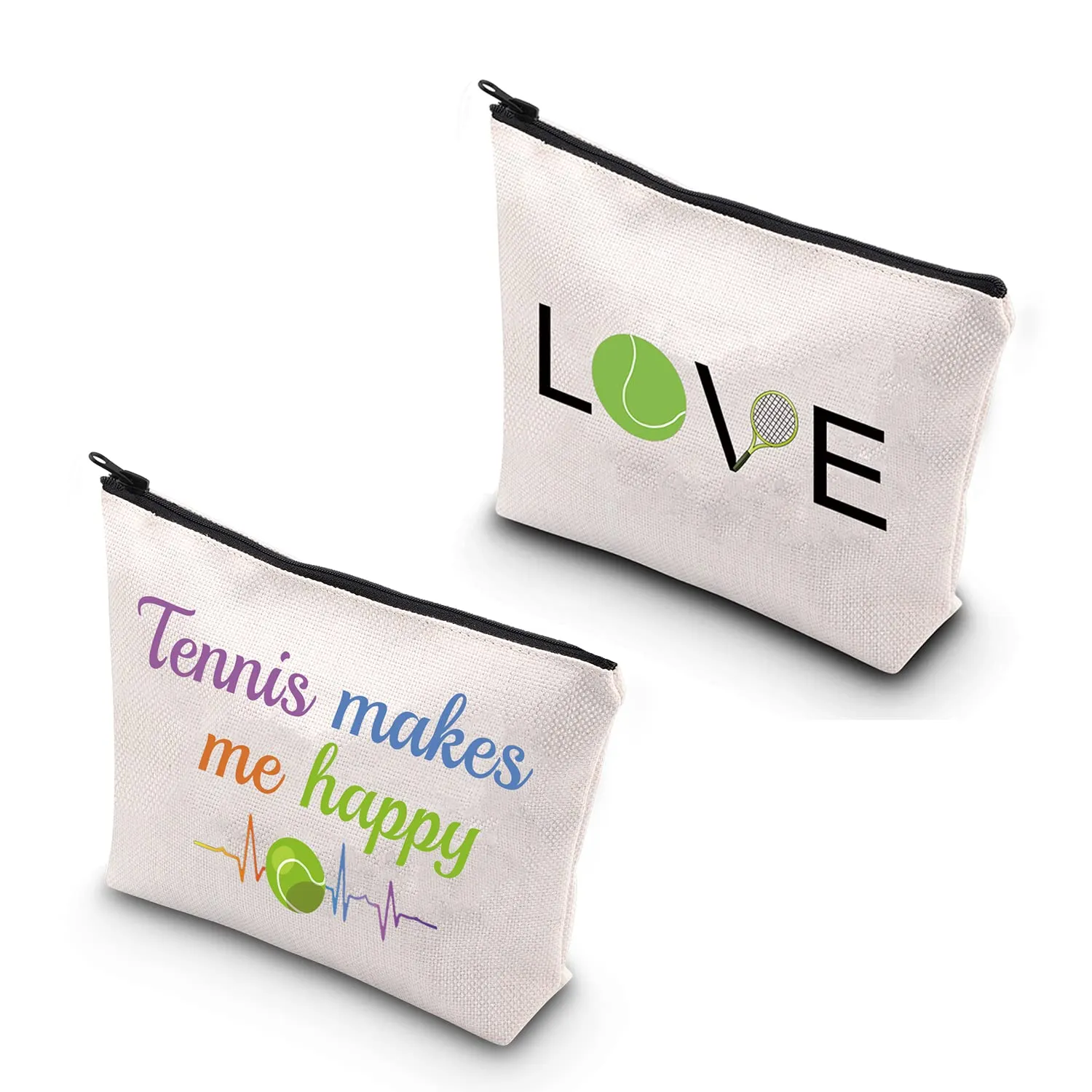CMNIM Tennis Makeup Bag Tennis Gifts for Tennis Players Cosmetics Bag Gifts for Tennis Lovers Tennis Makes Me Happy Travel Bag Zipper Pouch Organizer (Tennis Makeup Bag)
