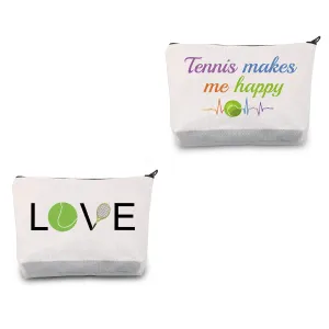 CMNIM Tennis Makeup Bag Tennis Gifts for Tennis Players Cosmetics Bag Gifts for Tennis Lovers Tennis Makes Me Happy Travel Bag Zipper Pouch Organizer (Tennis Makeup Bag)