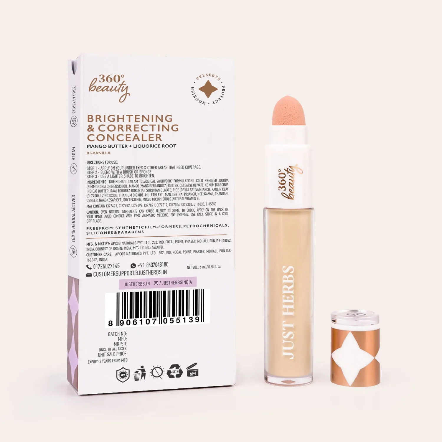 Concealer Brightening & Correcting - Mango Butter & Liquorice Root : 6 ml