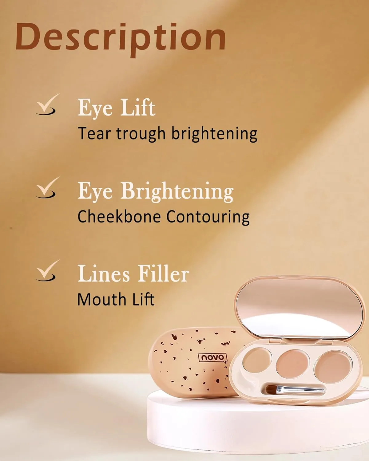 Concealer Full Coverage Set,3 In 1 Correcting Concealer Palette,Waterproof Longlasting Blendable Contour Cream Kit for Dark Circle,under Eye Brightene Foundation Makeup Palette,corrector de ojeras-02