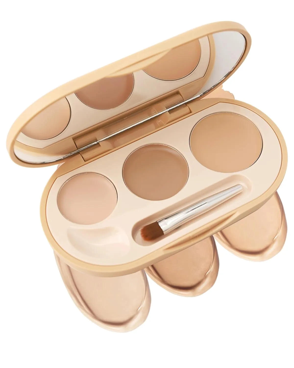Concealer Full Coverage Set,3 In 1 Correcting Concealer Palette,Waterproof Longlasting Blendable Contour Cream Kit for Dark Circle,under Eye Brightene Foundation Makeup Palette,corrector de ojeras-02