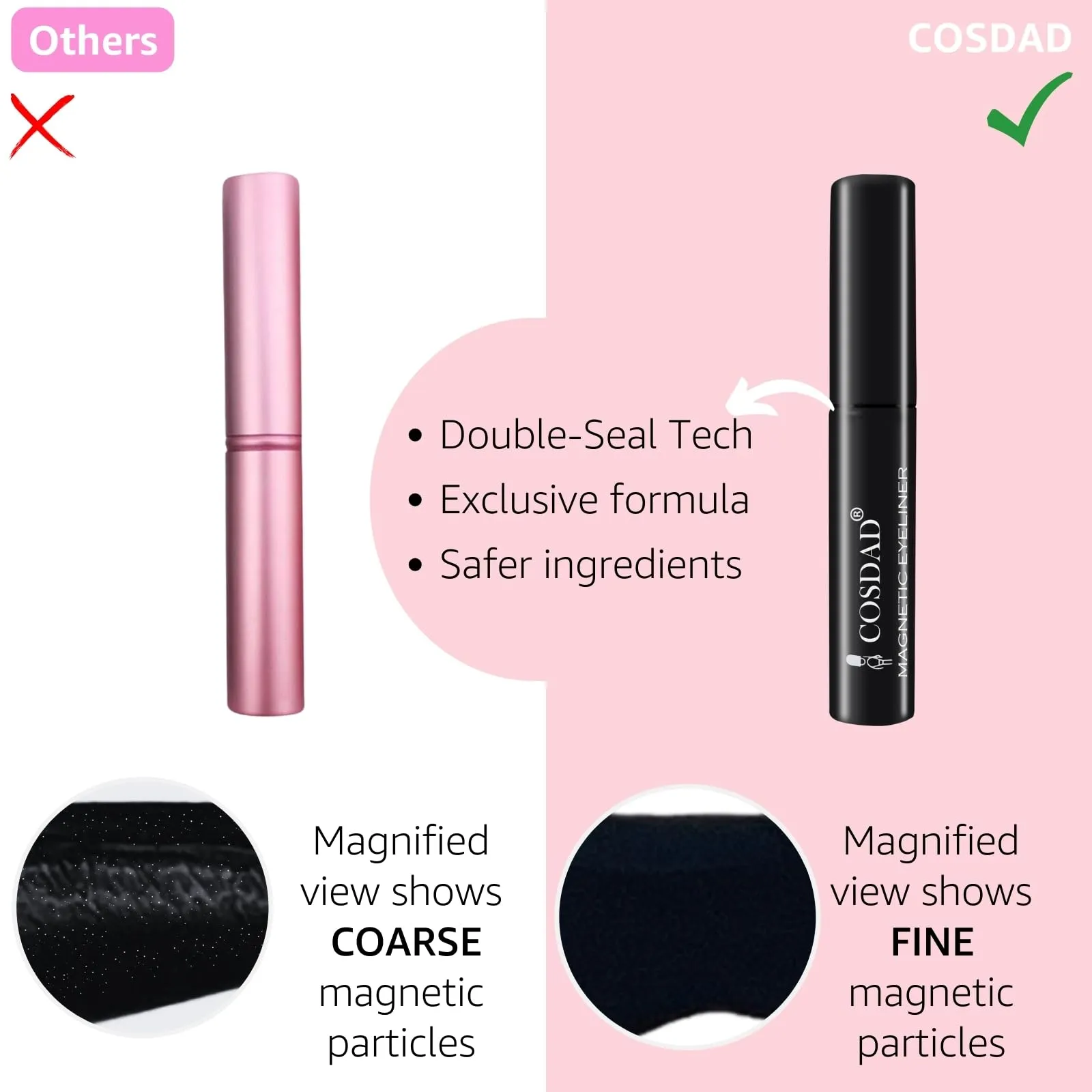 COSDAD Magnetic Eyelashes with Case Kit - Natural Looking Magnetic lashes -Reusable False Eyelashes with Eyeliner and Applicator-No Glue Needed, Waterproof and Long Lasting Fake Eyelashes-12 Piece Set
