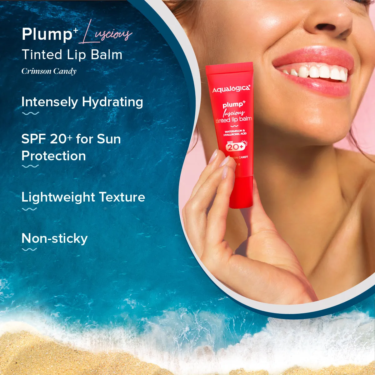 Crimson Candy Plump  Luscious Tinted Lip Balm - 10 g (Pack of 2)