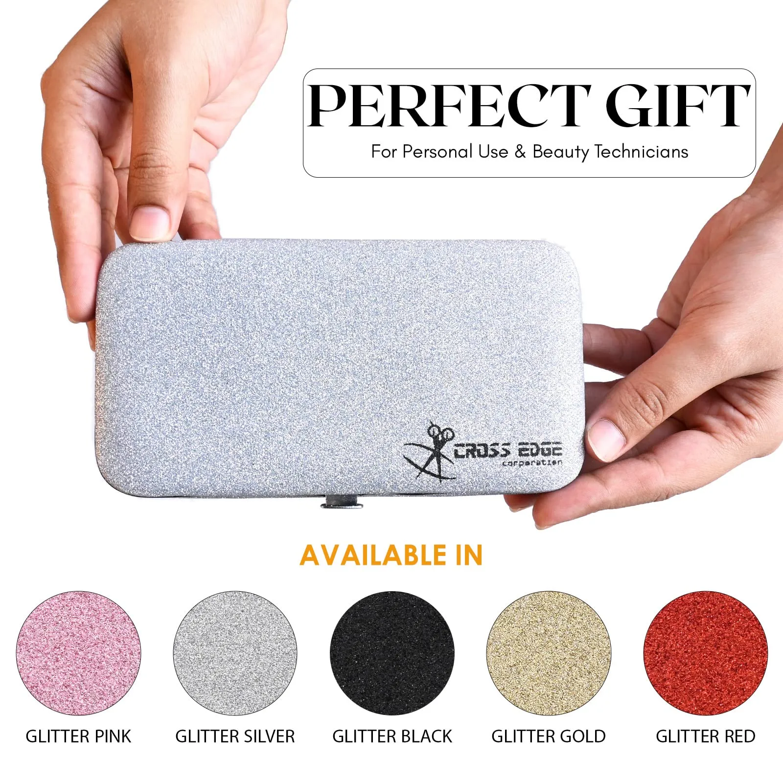 Cross Edge Corporation Empty Glittery Eyelash Extension Tweezers Storage Case Multipurpose Portable lash Tweezers Magnetic Box Hold 6 Tweezers - Keep Your Beloved Lash Tweezers Safe & Secure (Silver)