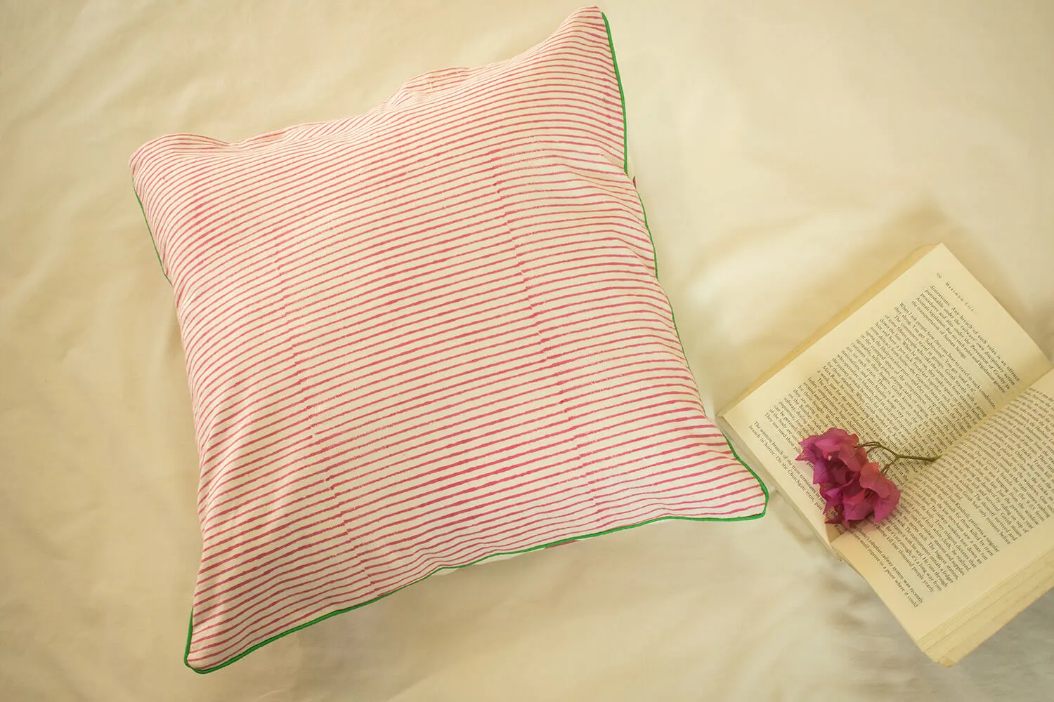 Cushion Cover Handblock Print-Kand Pushp