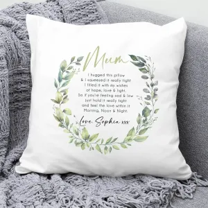 Customised Mum Cushion - Floral Wreath Design - Ideal Keepsake for Nanny