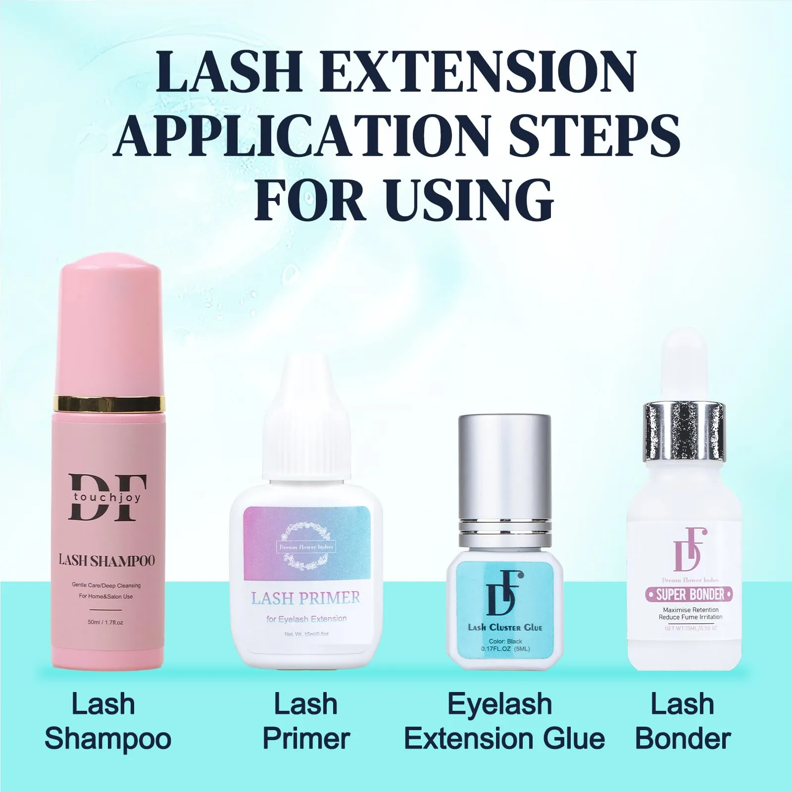 DF touchjoy Lash Primer for Eyelash Extensions, Longer Retention Clean Oil & Dust of Lashes, Lash Extension Primer Reduce Eye Irritation Professional Eyelash Supplies 15ml