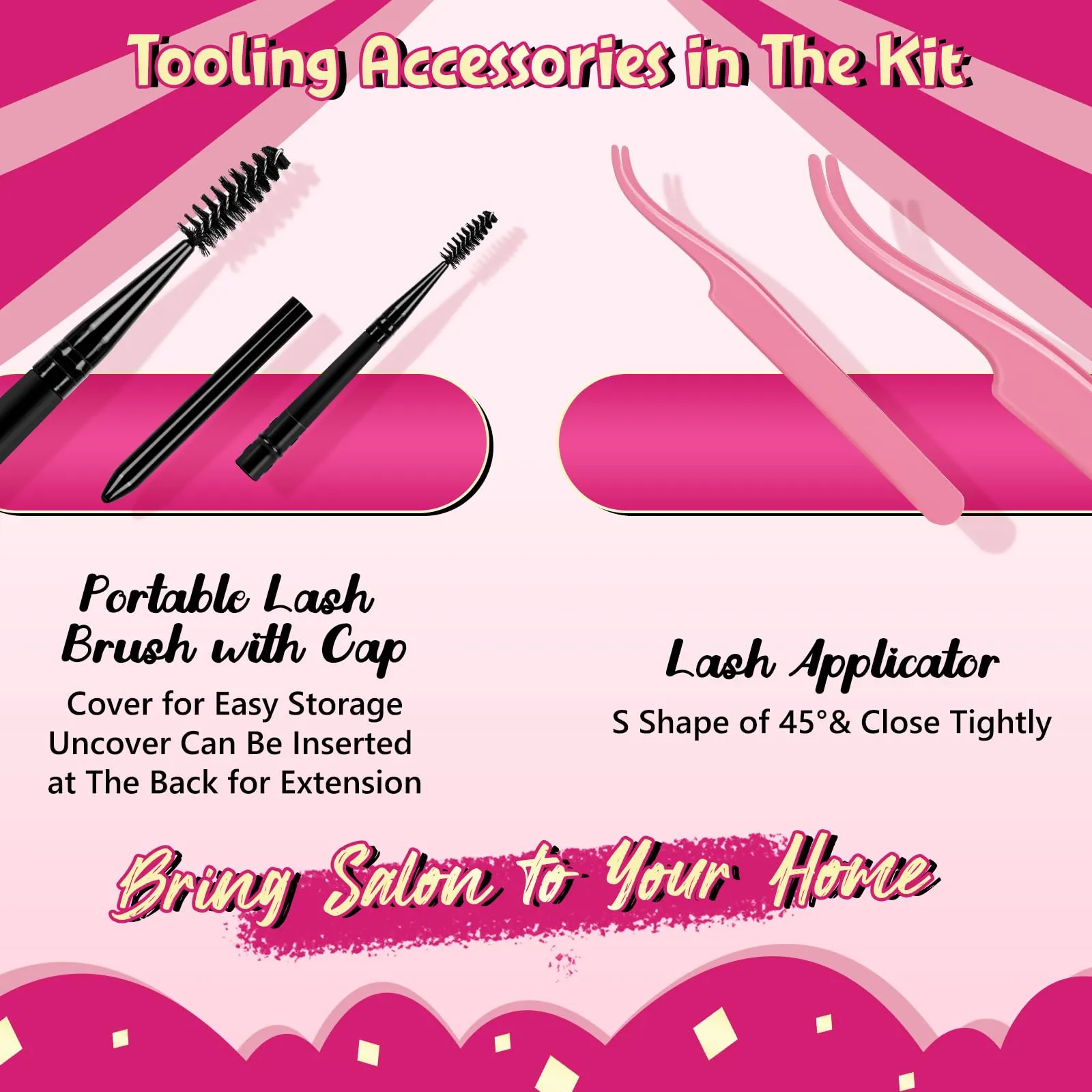 DIY Lash Extension Kit with 360 Pcs Individual Lashes Lash Bond and Seal Overnighter Sealer Lash Remover Eyelash Applicator Lash Brush for Beginner Easy to Use(40D 50D-D-10-16mix Kit)