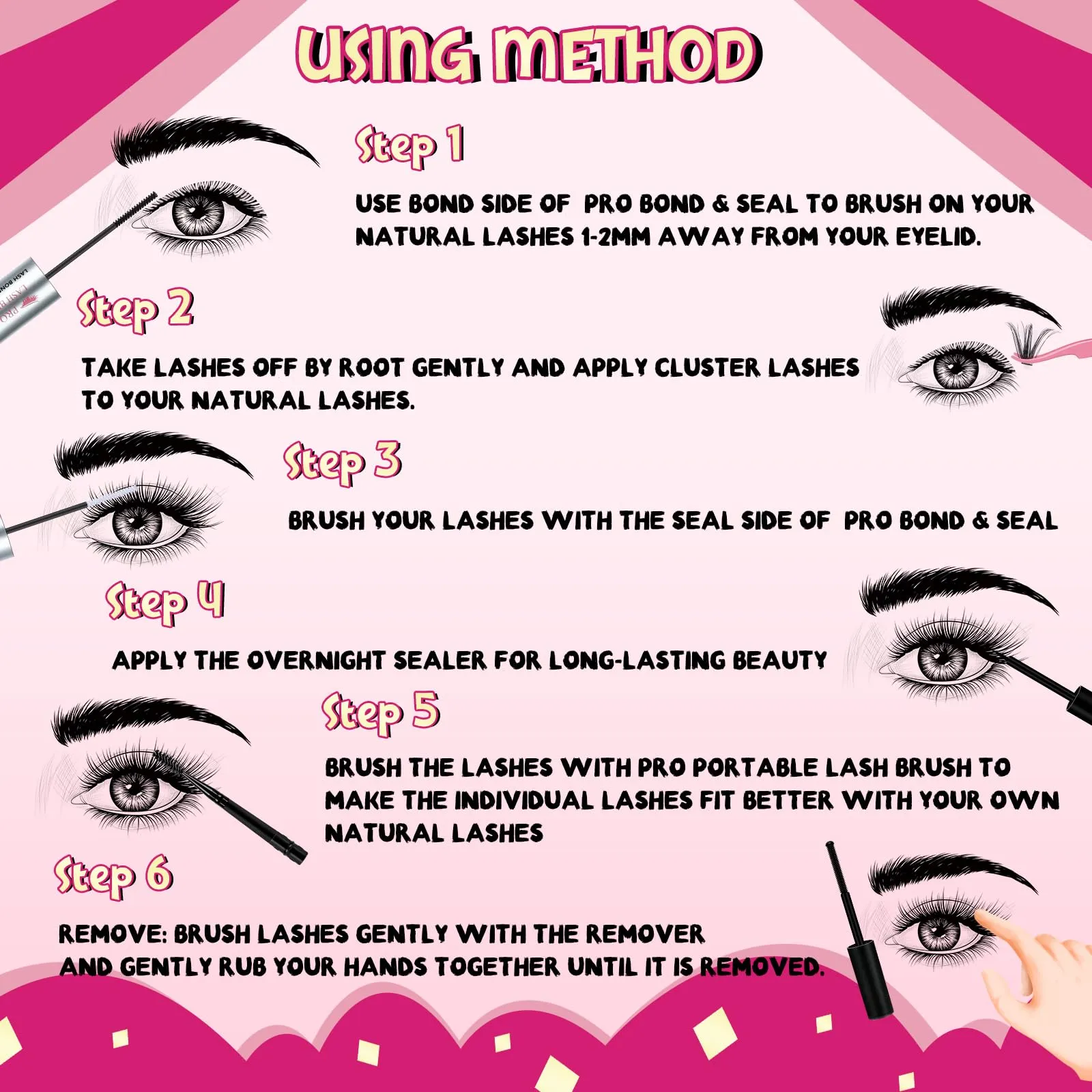 DIY Lash Extension Kit with 360 Pcs Individual Lashes Lash Bond and Seal Overnighter Sealer Lash Remover Eyelash Applicator Lash Brush for Beginner Easy to Use(40D 50D-D-10-16mix Kit)
