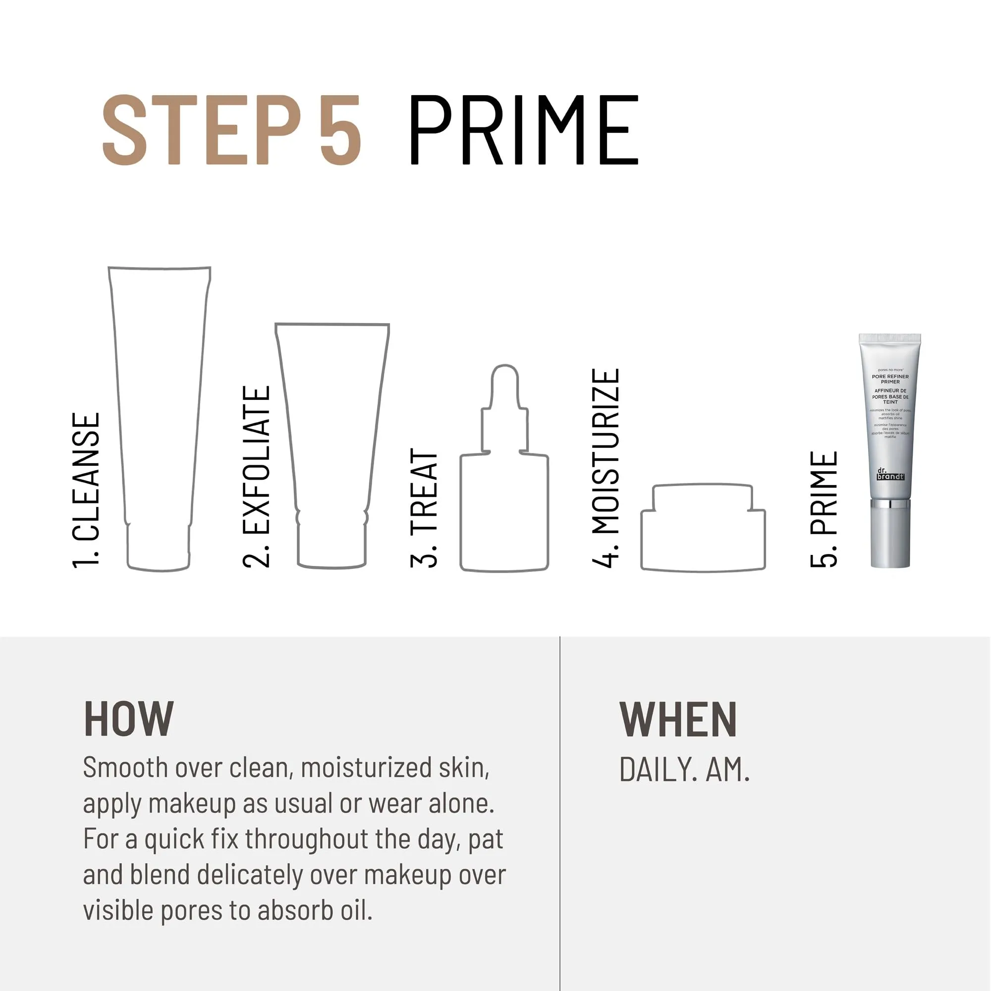Dr. Brandt Pores No More, Pore Refiner Primer - Instantly Minimizes the Appearance of Pores, Absorbs Oil & Mattifies Shine - 0.5 fl oz