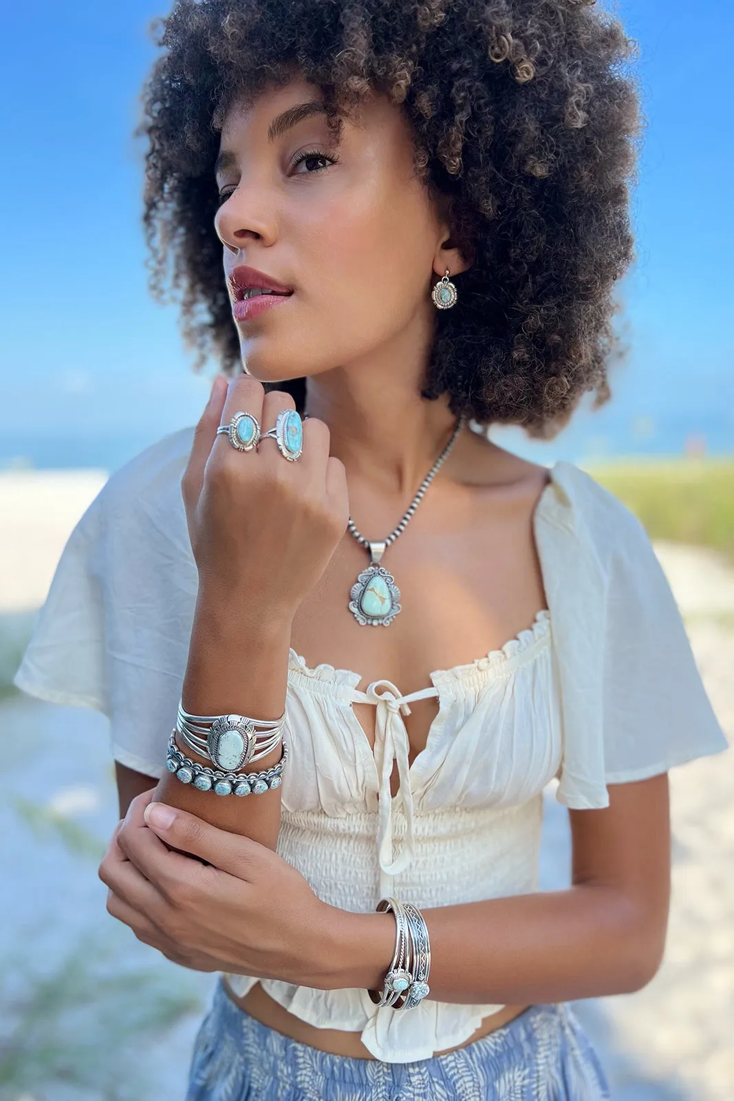 Dry Creek White Turquoise Ring (Size 9 1/4)
