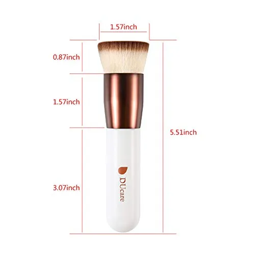 DUcare Flat Top Kabuki Foundation Brush, Synthetic Professional Liquid Blending Mineral Powder Makeup Tools, Rose Golden/White