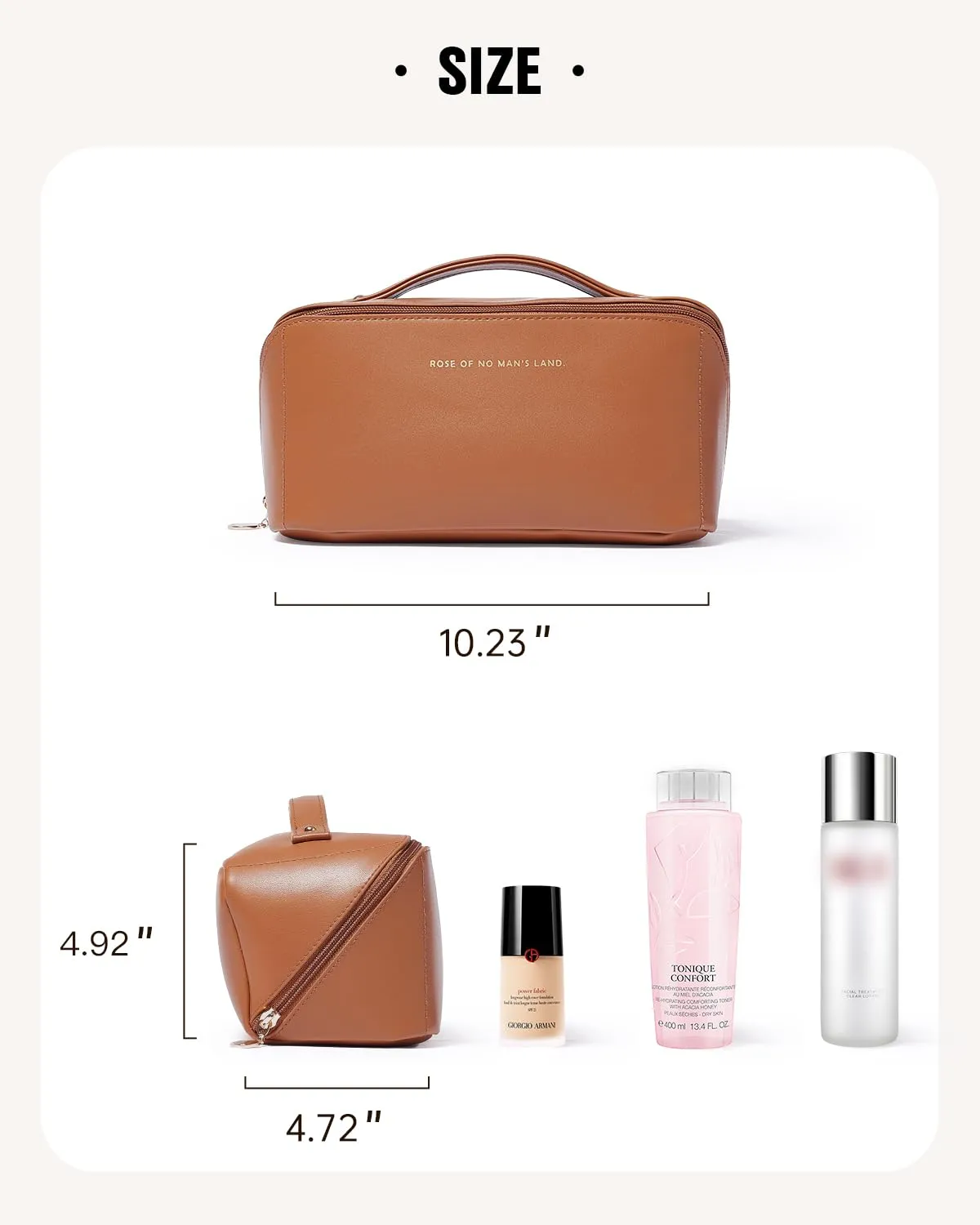EACHY Travel Makeup Bag,Large Capacity Cosmetic Bags for Women,Waterproof Portable Pouch Open Flat Toiletry Bag Make up Organizer with Divider and Handle (Large-Brown, Large)