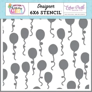 Echo Park Make A Wish Birthday Girl Stencil 6"X6" Party Balloons*