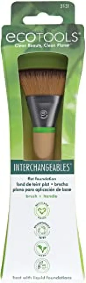 Ecotools Flat Foundation Interchangeables Makeup Brush for Flawless Liquid and Cream Foundation