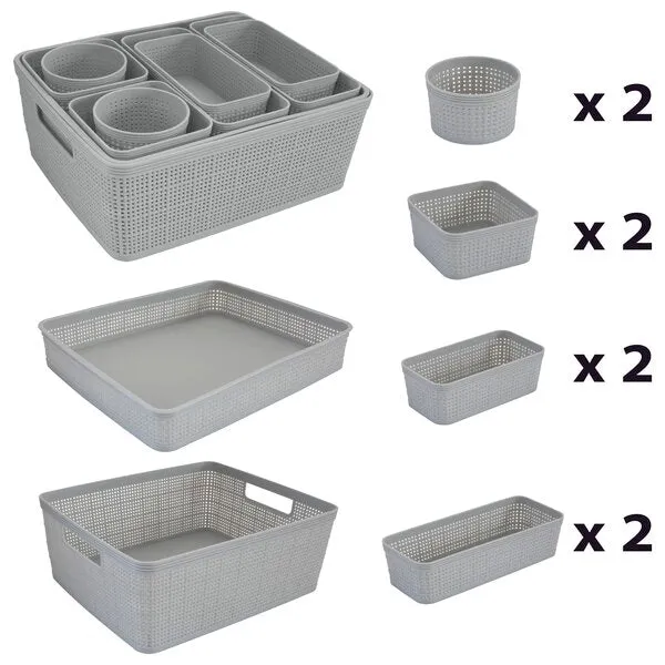Edge 10-piece set Woven Design Organizer Baskets