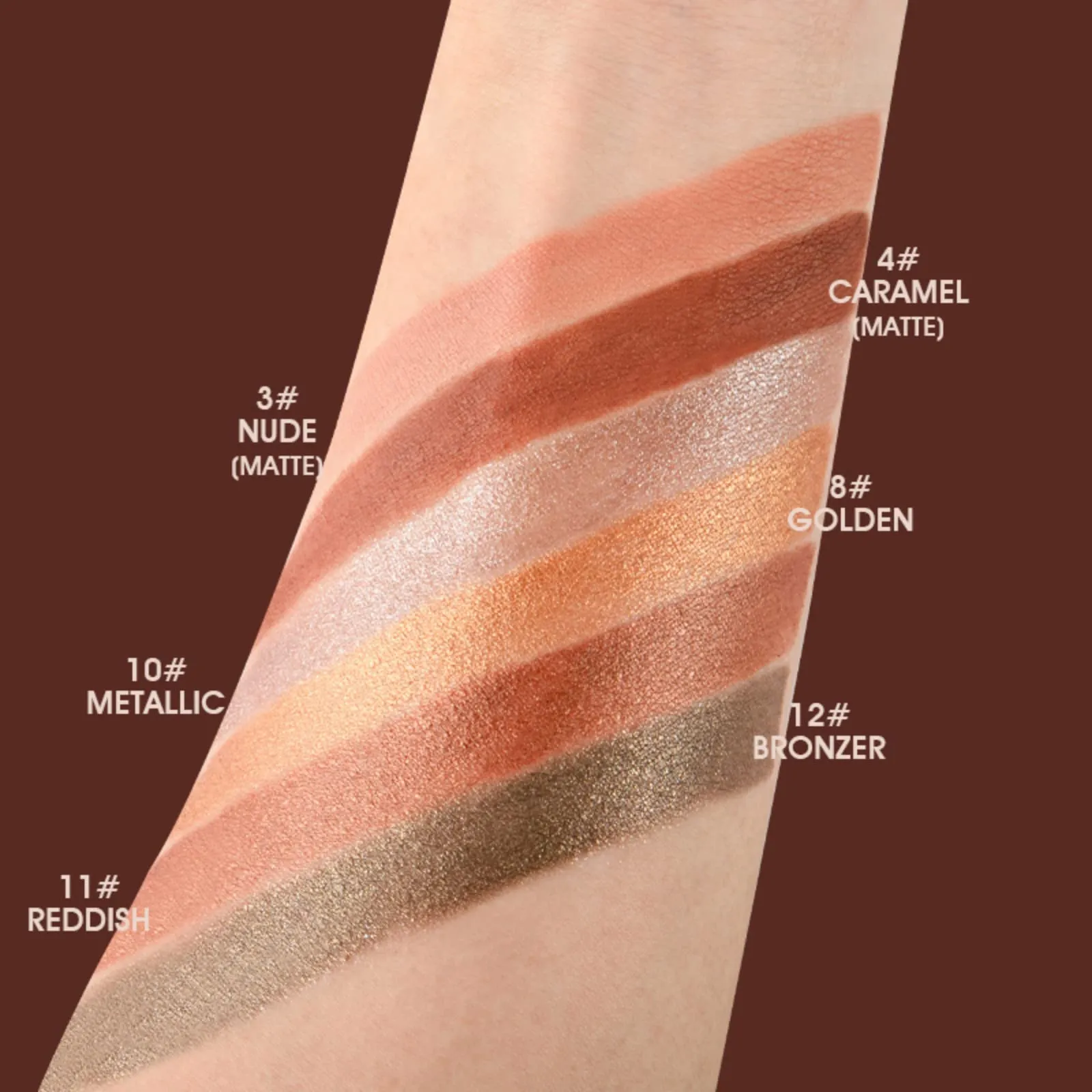 Ehinew Eyeshadow Stick - Neutral and Brown Metallic Eye Shadow Stick Makeup - Champagne Matte & Glitter Eyeshadow - Creamy & Waterproof Eyeshadow Brightener Pencil (11# Reddish)