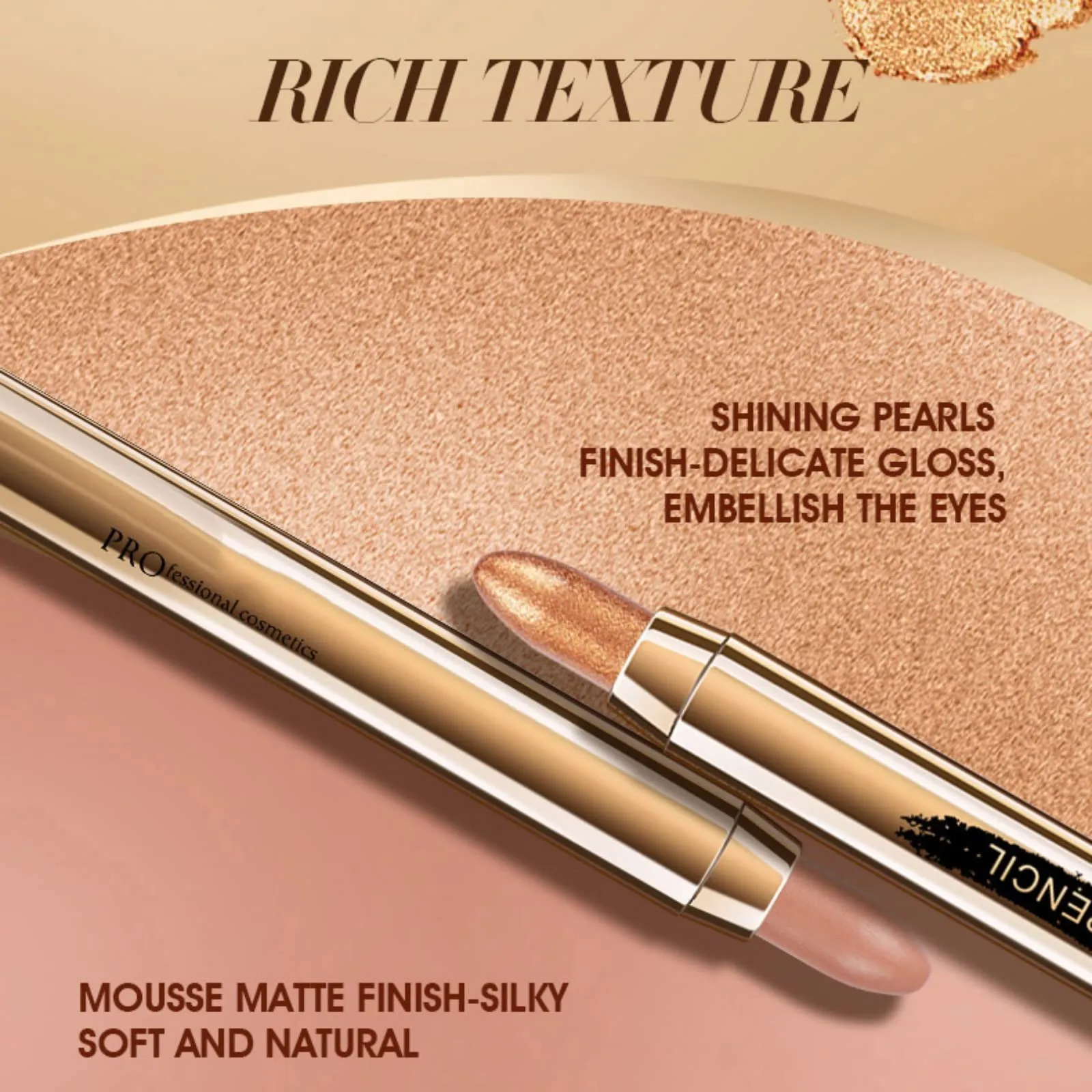 Ehinew Eyeshadow Stick - Neutral and Brown Metallic Eye Shadow Stick Makeup - Champagne Matte & Glitter Eyeshadow - Creamy & Waterproof Eyeshadow Brightener Pencil (11# Reddish)