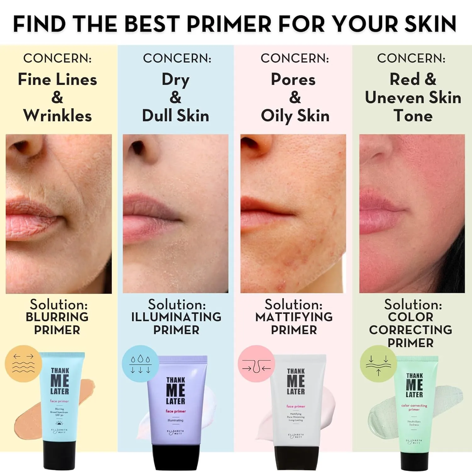 Elizabeth Mott Thank Me Later Blurring Face Primer SPF 30  Hydrating Makeup Base for Smooth, Flawless Skin & All-Day Wear  Long-Lasting, Lightweight, Pore-Minimizing Formula  30g, Cruelty-Free