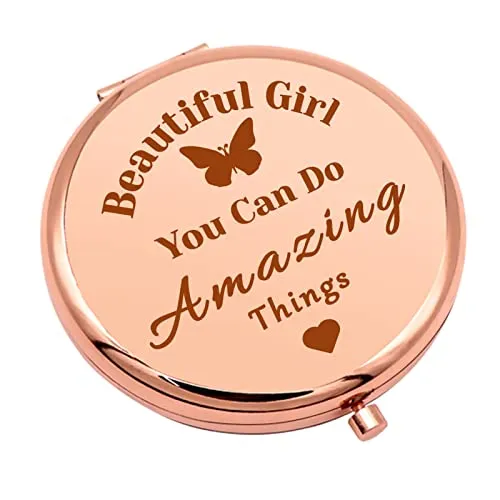 Encouragement Gift for Women Compact Makeup Mirror for Friends Sister Bestie Daughter Inspirational Gifts for Girls Motivational Birthday Gift Folding Makeup Mirror Christmas Graduation Gifts