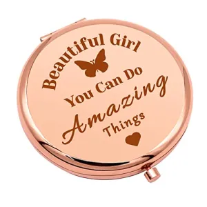 Encouragement Gift for Women Compact Makeup Mirror for Friends Sister Bestie Daughter Inspirational Gifts for Girls Motivational Birthday Gift Folding Makeup Mirror Christmas Graduation Gifts