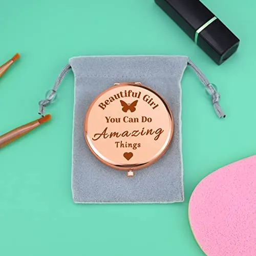 Encouragement Gift for Women Compact Makeup Mirror for Friends Sister Bestie Daughter Inspirational Gifts for Girls Motivational Birthday Gift Folding Makeup Mirror Christmas Graduation Gifts