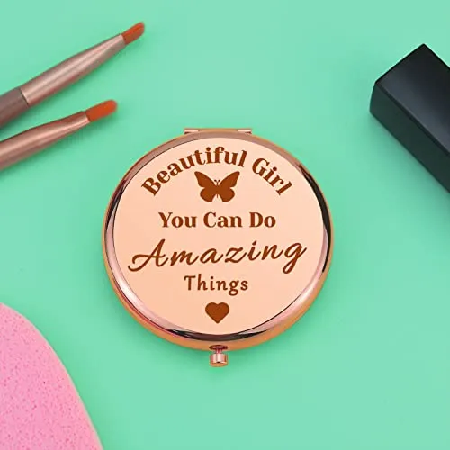 Encouragement Gift for Women Compact Makeup Mirror for Friends Sister Bestie Daughter Inspirational Gifts for Girls Motivational Birthday Gift Folding Makeup Mirror Christmas Graduation Gifts