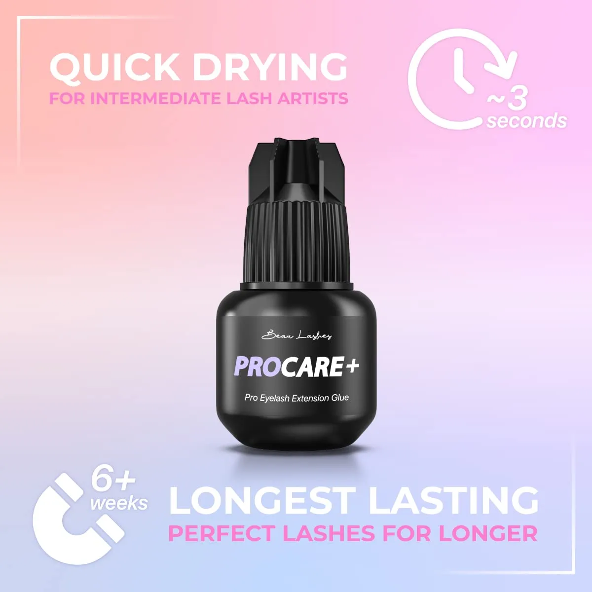 Extra Strong Eyelash Extension Glue for Professionals – Super Strong Black Bonding Adhesive for Long Lasting Semi Permanent Individual Lash Extensions – 3s Fast Drying / 6 Weeks Retention