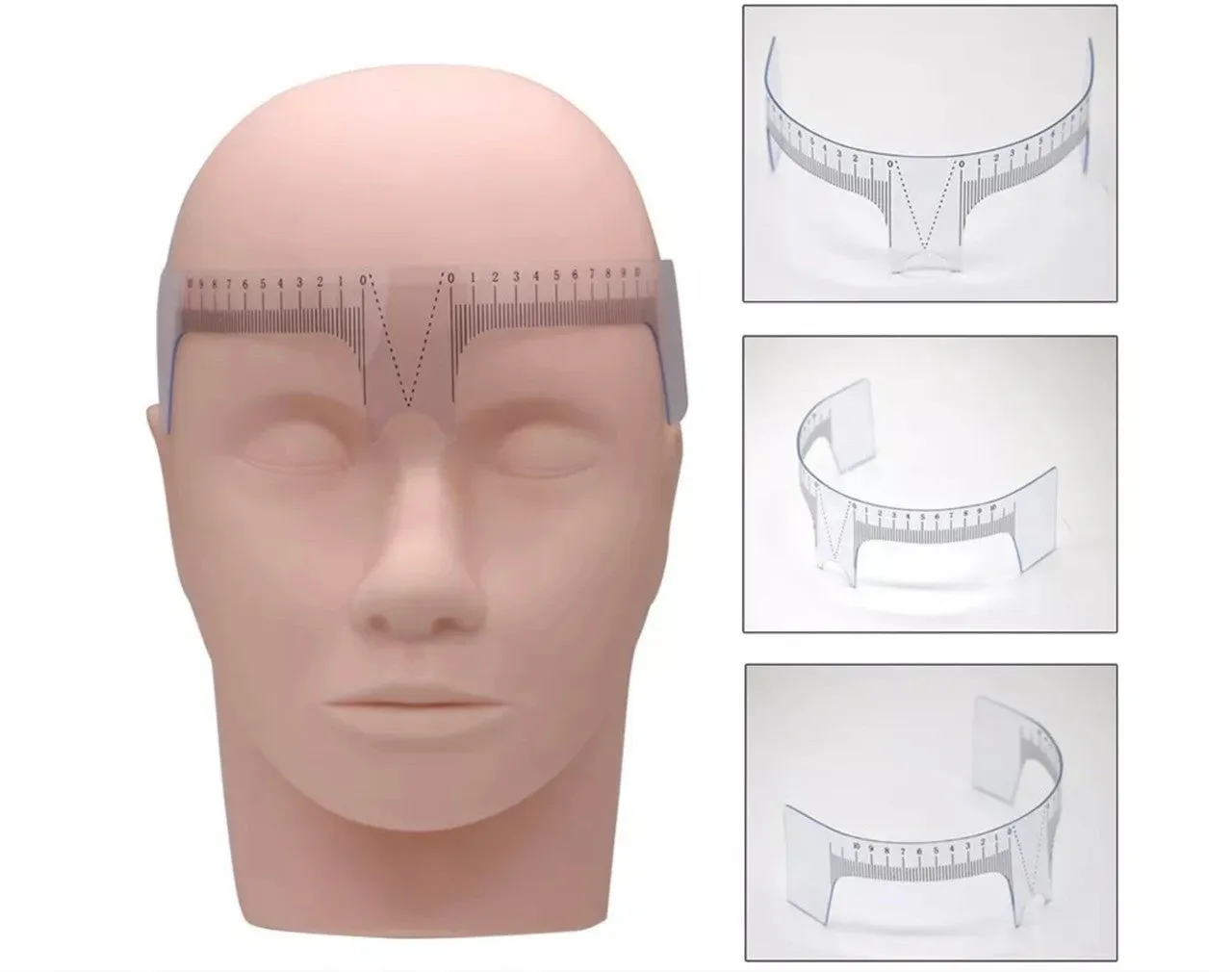 Eyebrow ruler, reusable, for eyebrow shaping and positioning