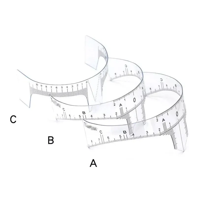 Eyebrow ruler, reusable, for eyebrow shaping and positioning