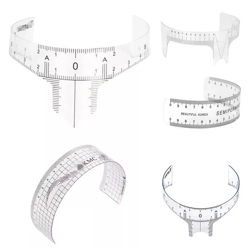 Eyebrow ruler, reusable, for eyebrow shaping and positioning