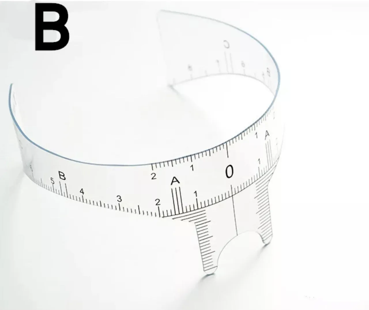 Eyebrow ruler, reusable, for eyebrow shaping and positioning